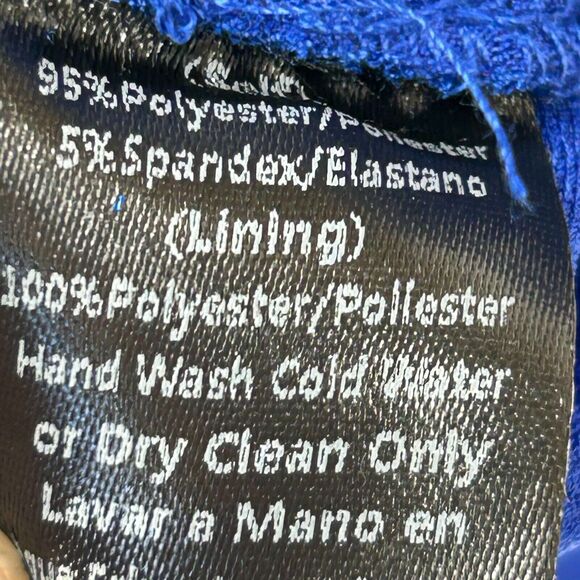 Symphony Ruched Dress Womens Small Blue Lights Down Low Glitter V Neck Plunge - Picture 12 of 14